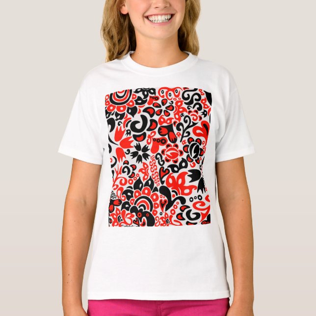T-shirt Ukrainian ethnic folk art floral pattern absrtact  (Devant)