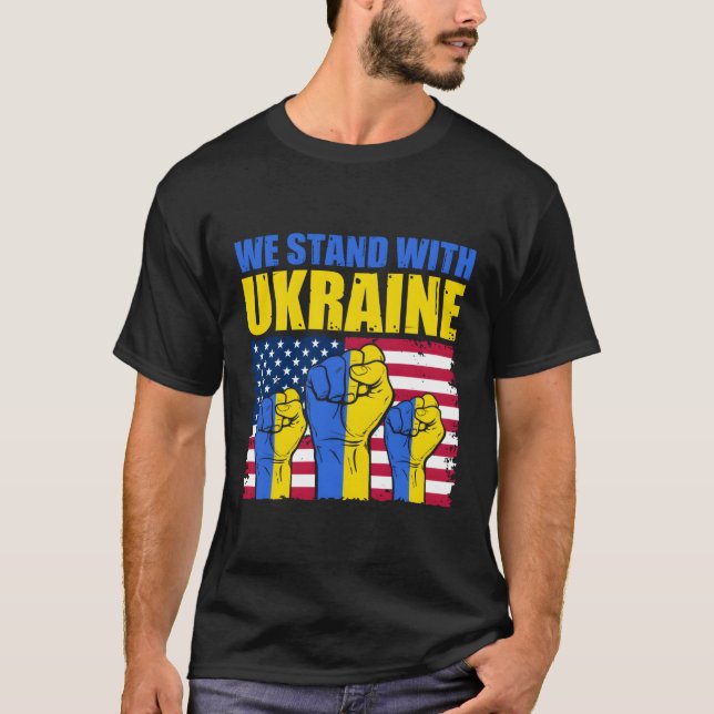 T-shirt Ukrainien Nous Soutenons L'Ukraine Drapeau I Avec  (Devant)