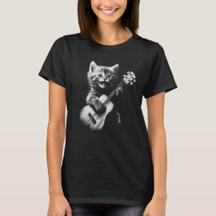 T-shirt Ukulele Chat - Cute Chat Jouer Ukulele Guitare