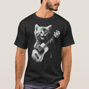 T-shirt Ukulele Chat - Cute Chat Jouer Ukulele Guitare
