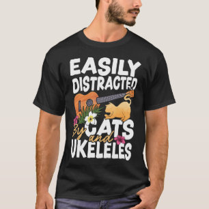 T-shirt Ukulele Facilement Distrait Par Les Chats Et Ukule