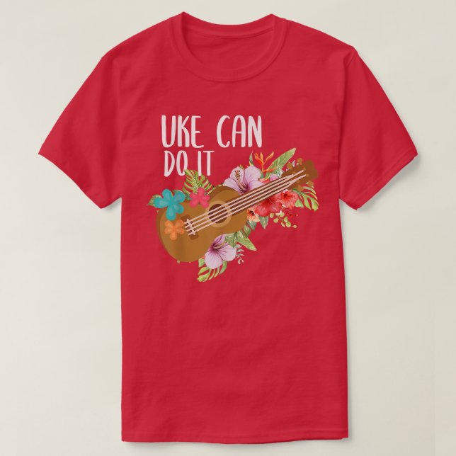 T-shirt Ukulele Guitare Aloha HawaiiLove Fleur Floral Uke (Design devant)