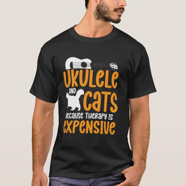 T-shirt Ukulele Hawaïen Uke Chat Ukulele Et Chats Parce Qu (Devant)