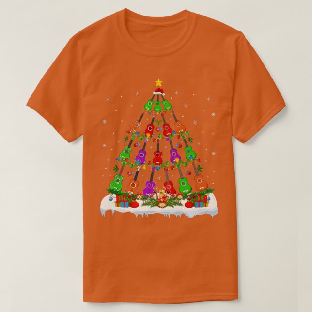 T-shirt Ukulele Music Lover Xmas Lights Noël Ukulele (Design devant)