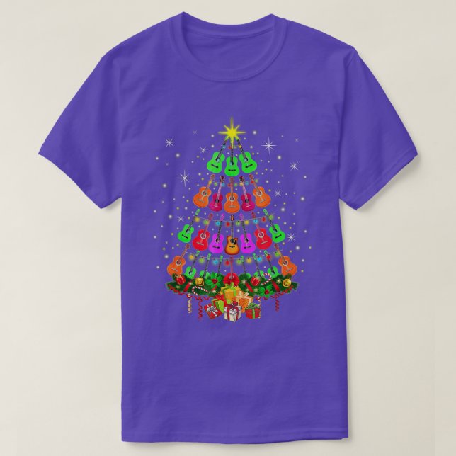 T-shirt Ukulele Music Uke Mele Kalikimaka Christmas Tree S (Design devant)