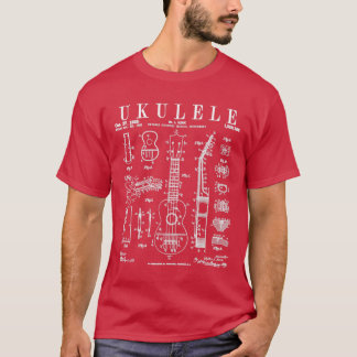 T-shirt Ukulele Musical Instrument Uke Vintage Patent Draw