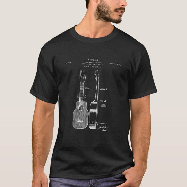 T-shirt Ukulele Patent musician (Devant)