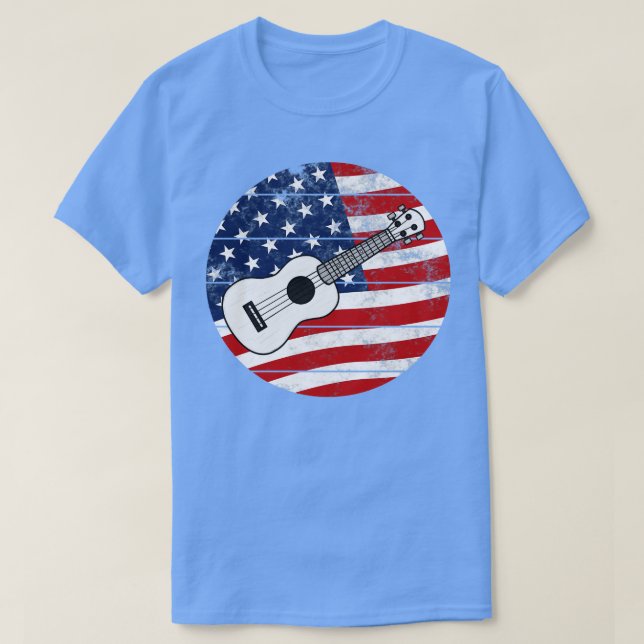 T-shirt Ukulele USA Drapeau Ukulelist Musicien 4 juillet (Design devant)