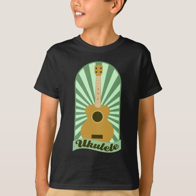 T-shirt Ukulélé verte de rayon de soleil (Devant)