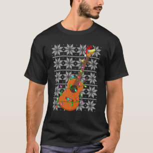 T-shirt Ukulele Xmas Éclairage Père Noël Musical Laid C