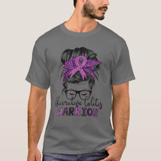 T-shirt Ulcerative Colitis Warrior Messy Hair Bun pour les