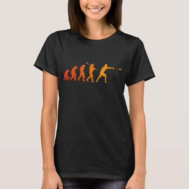 T-shirt Ultime Frisbee Evolution Disque Golf Monkey Human (Devant)