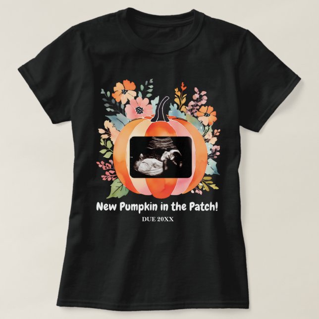 T-shirt Ultrasons de Faire-part de grossesse de Citrouille (Design devant)