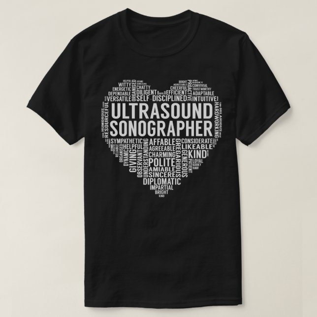 T-shirt Ultrasound Sonographer Heart (Design devant)
