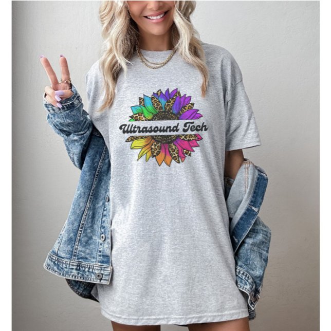 T-shirt Ultrasound Tech Profession Rainbow Sunflower (Ultrasound Tech Profession Rainbow Sunflower T-Shirt
)
