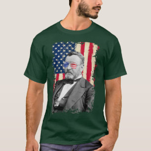 T-shirt Ulysses S Grant drapeau américain 4 juillet Vintag