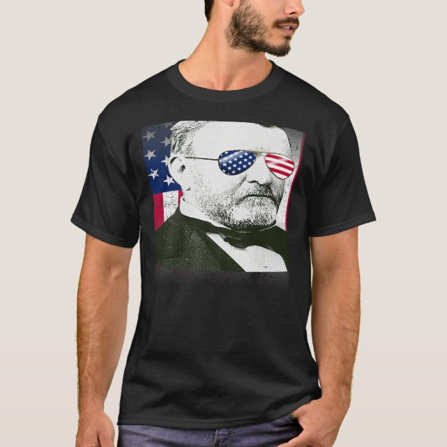 T-shirt Ulysses S Grant USA Drapeau Patriotique Américain  (Devant)