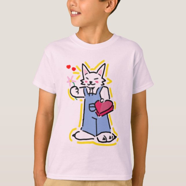 T-shirt Um gatinho muito fofo te oferecendo uma flor! (Devant)