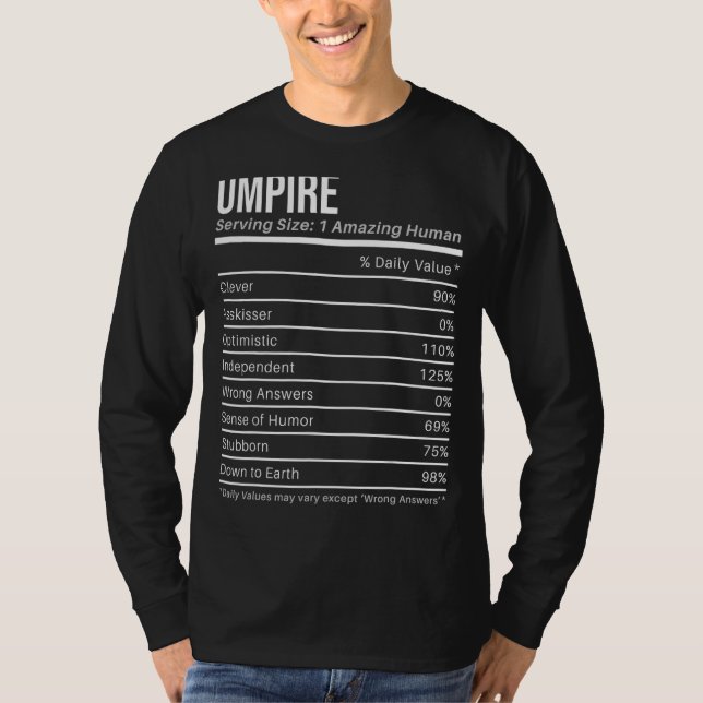 T-shirt umpire Nutritional Values   Nutrition Facts (Devant)