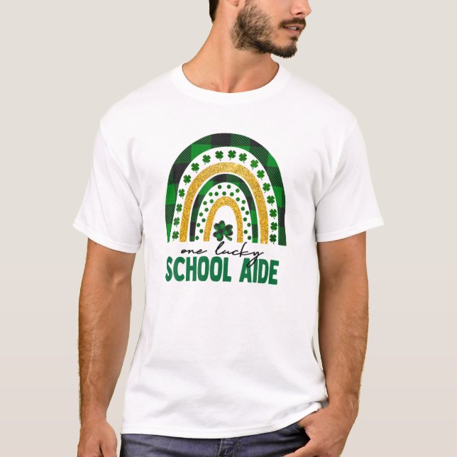 T-shirt Un aide de l'école Lucky Rainbow Jour de la Saint  (Devant)