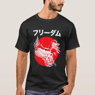 T-shirt Un Aigle Attaquant Les Kanji Japonais Écrivant Sur
