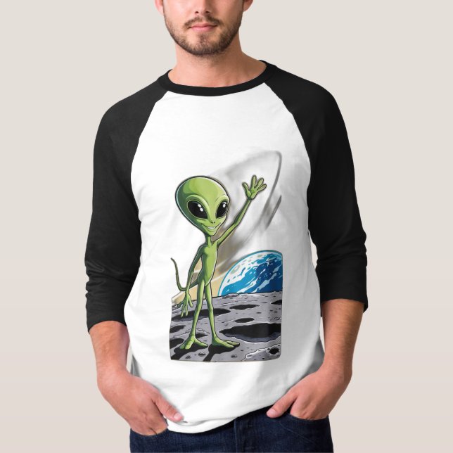 T-shirt Un alien sympathique agitant (Devant)