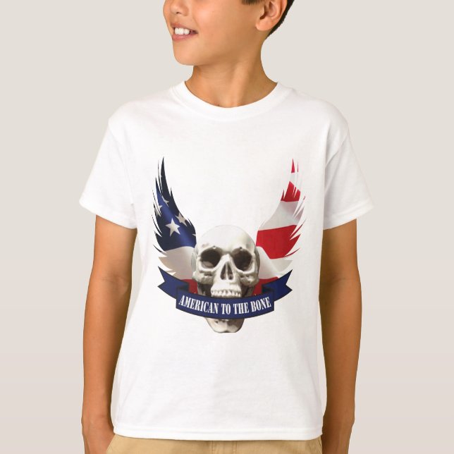 T-shirt Un Américain au crâne os (Devant)