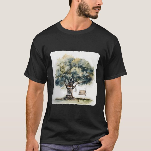 T-shirt Un Arbre Avec Une Flèche Et Une Bibliothèque Natur (Devant)