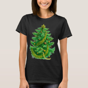 T-shirt Un arbre de Noël Mandelbrot avec des ampoules roug