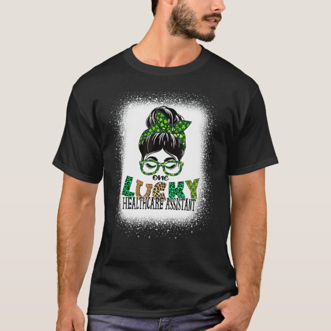 T-shirt Un assistant de santé chanceux Bleached St Patrick (Devant)
