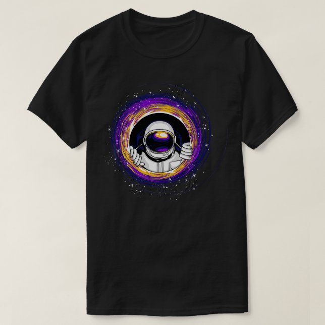 T-shirt Un Astronaut À La Vue D'Un Blackhole (Design devant)