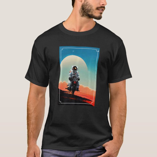 T-shirt Un Astronaute À Moto Dans L'Espace 1 (Devant)