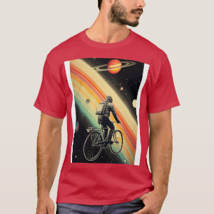 T-shirt Un astronaute à vélo dans l'espace Art Vintage