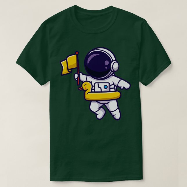 T-shirt Un Astronaute Apporte Un Drapeau Et Flotte Avec De (Design devant)