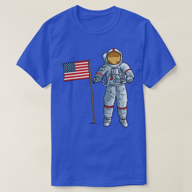 T-shirt Un astronaute avec la lune spatiale américaine USA (Design devant)