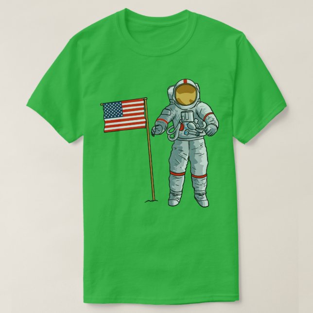 T-shirt Un astronaute avec la lune spatiale américaine USA (Design devant)
