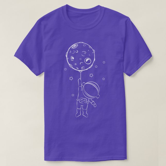 T-shirt Un astronaute avec un ballon de lune Enfants Cute  (Design devant)