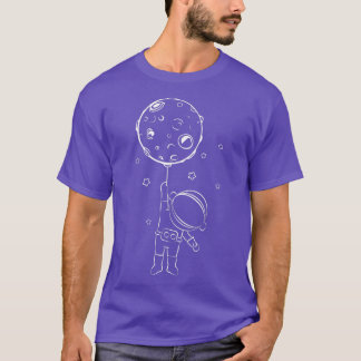 T-shirt Un astronaute avec un ballon de lune Enfants Cute 