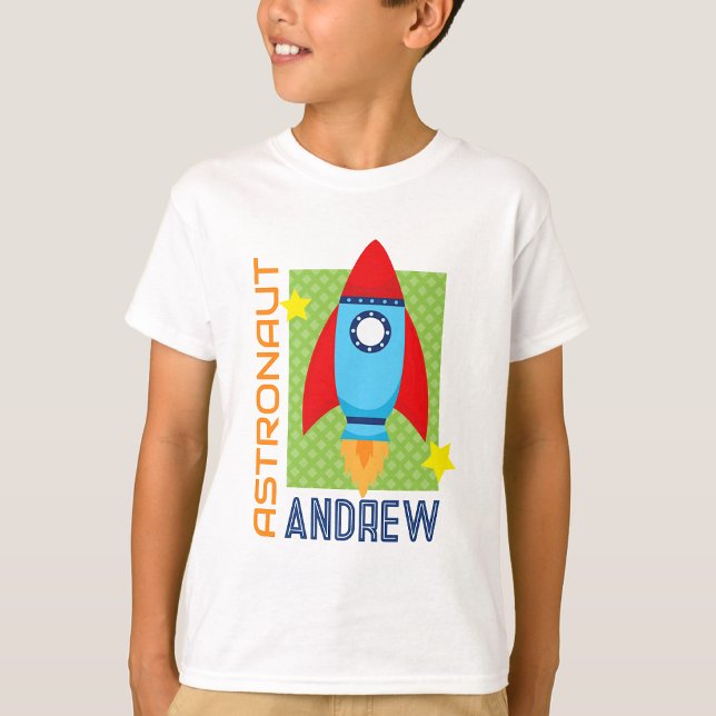T-shirt Un astronaute blanc s'appelle Space Rocket Party S (White Astronaut Name Space Rocket Party Shirt)