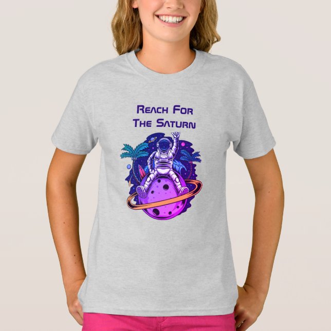 T-shirt Un Astronaute Drôle Assis Sur Saturne (Devant)