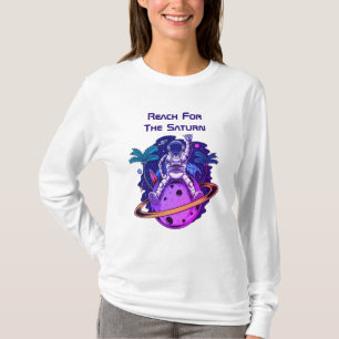 T-shirt Un Astronaute Drôle Assis Sur Saturne