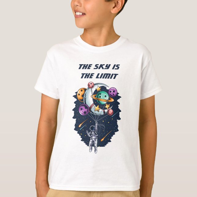 T-shirt Un astronaute drôle tient un ballon de planètes (Devant)