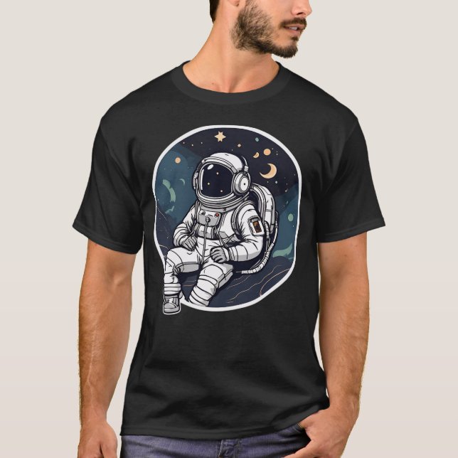 T-shirt Un Astronaute Écoutant De La Musique. (Devant)