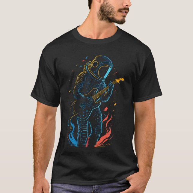 T-shirt Un Astronaute Jouant De La Guitare Dans L'Espace P (Devant)