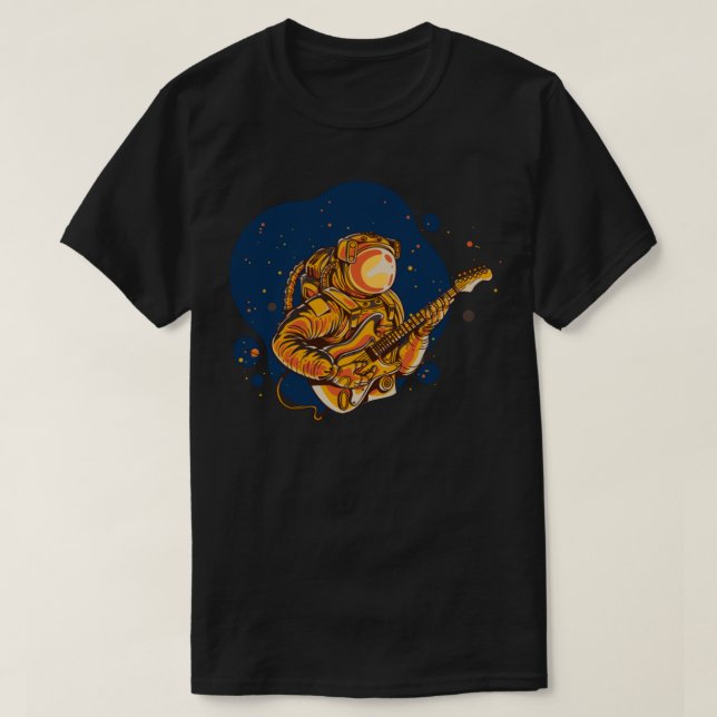 T-shirt Un astronaute joue de la guitare dans l'espace (Design devant)
