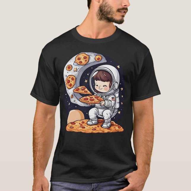 T-shirt Un Astronaute Mange De La Pizza Dans L'Espace (Devant)