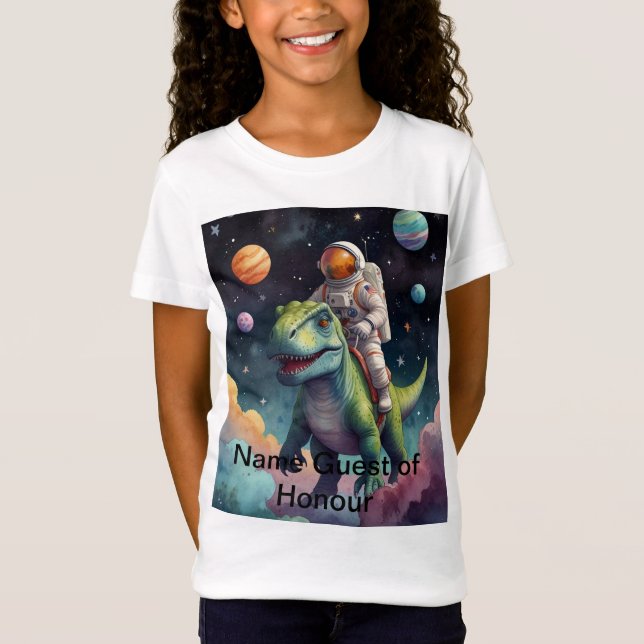 T-Shirt Un astronaute sur Dino dans l'espace (Devant)