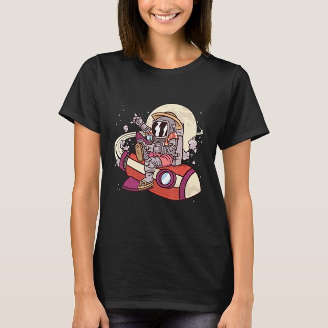 T-shirt Un astronaute Sur La Lune De Fusées Spatiale De Va (Devant)