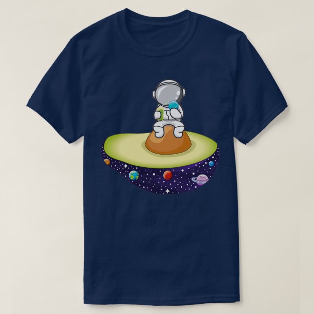 T-shirt Un astronaute sur l'Avocado dans l'espace (Design devant)