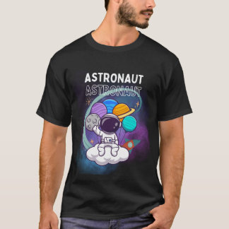 T-shirt Un astronaute sur un nuage avec des ballons planét